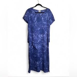 Elegant Blue Floral 90s Dress